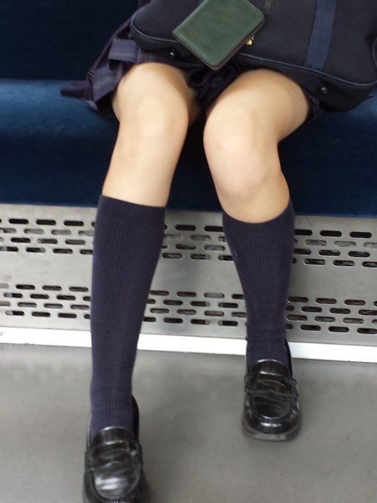 電車で通学している制服女子校生